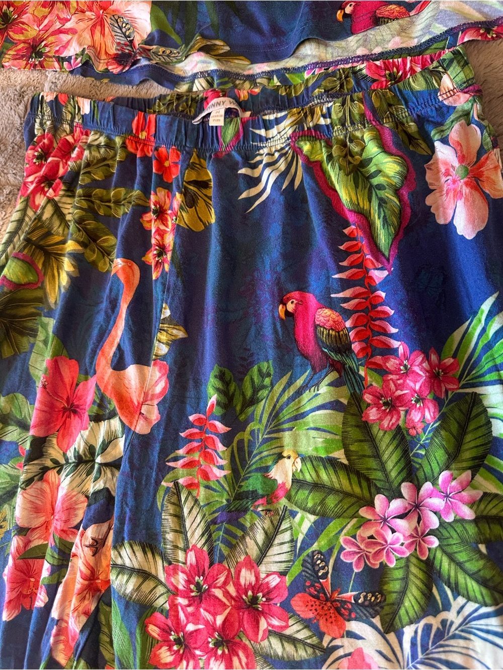 Johnny Was Navy Tropical Floral Two-Piece Lounge Set - Picture 9 of 11